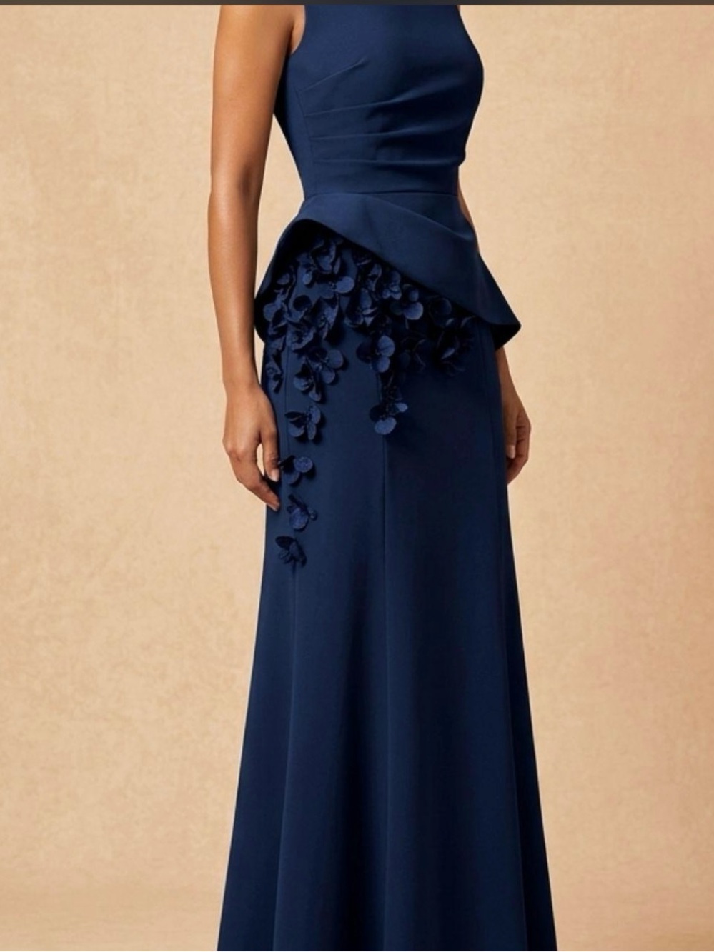 Ferhaute navy blue wedding guest gown